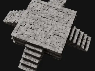 AZTEC MAYAN INKA MESOAMERICA STONE PLATFORM STAIRS COLLECTION 3D model