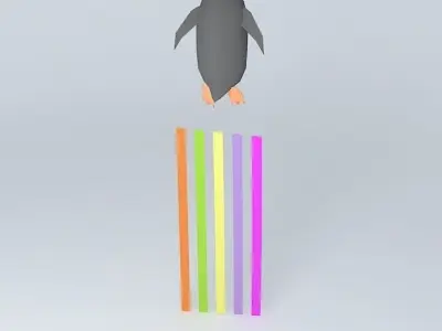 Bench penguin jumping on rainbow Free 3D model