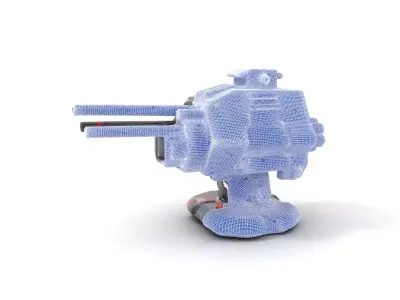 Colorful Turret Cannon Model Pack for Game Integration Low-poly 3D model