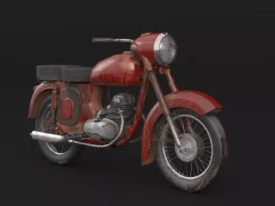 Classic Motorcycle Rusted 3D model