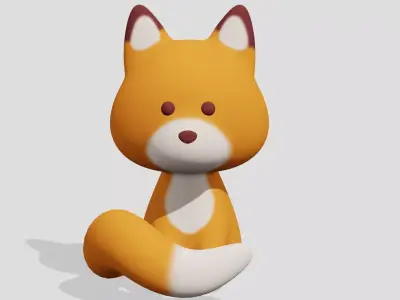 Cute fox sitting  3D model