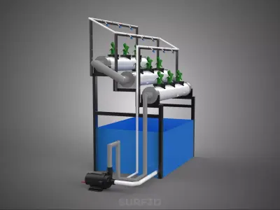 HYDROPONIC FARM PLANT AUTO WATER CYCLE TANK PUMP NOZZLE SPRAYER 3D model