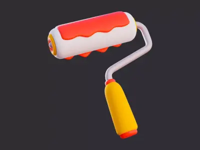 Stylized Paint Roller 3D model