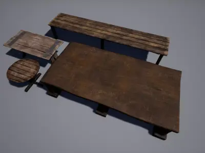 Medieval table Low-poly 3D model