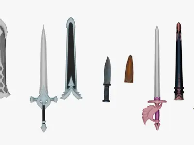 10 Stylized Sword Models Pack 3 - Low Poly Low-poly 3D model