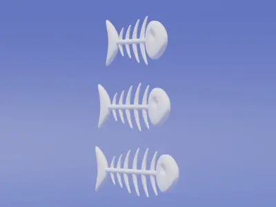 Cartoon Fish Bones Collection 3D model