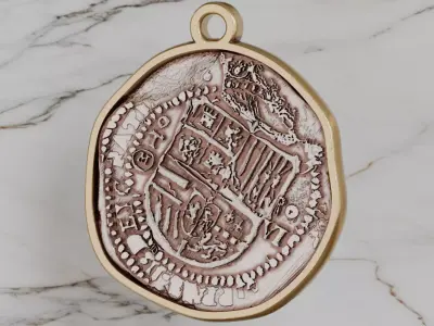 Antique Coin Pendant 1590s 8 reales style 3D print model