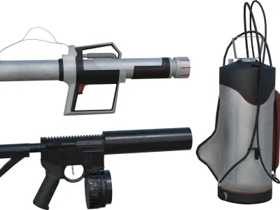 Firefighting tools Low-poly 3D model