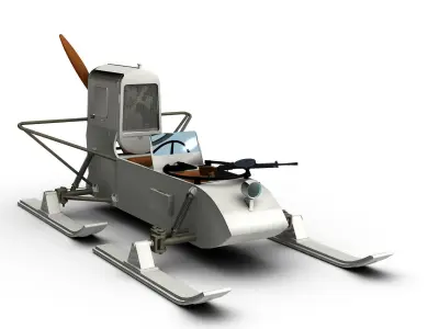 Aerosan RF-8 GAZ-98  and NKL-26 Armoured Sled 3D model