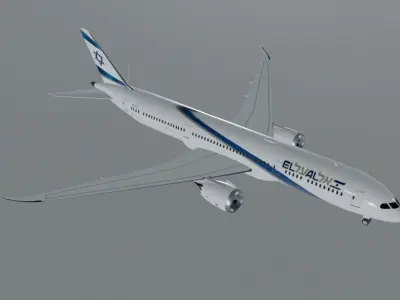 EL AL Boeing 787-9 3d model Low-poly 3D model