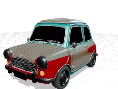 Retro Compact Car R2 Low-poly 3D model