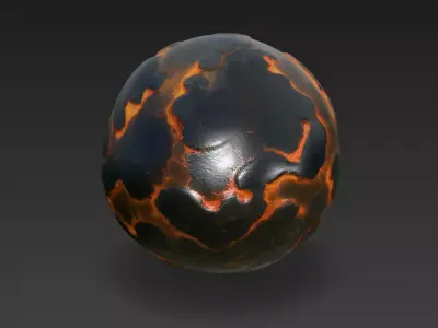 Volcanic Magma Sphere - 4K PBR Stylized Lava Rock Asset 3D model