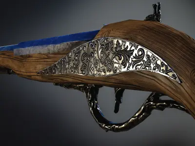 Musket Game-ready low-poly wooden gun Low-poly 3D model