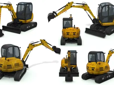 bulldozer truck 3 Low-poly 3D model