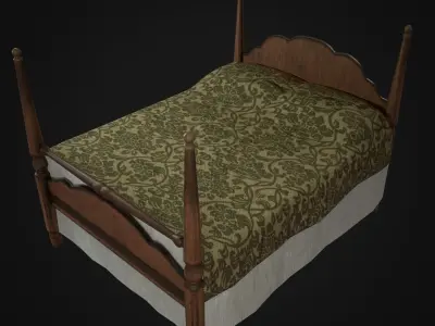 Vintage Bed Low-poly 3D model