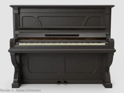 Old piano Low-poly 3D model