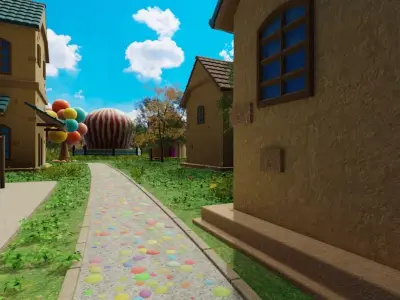 Whimsical Village Scene 3D model purchase
