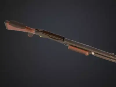 Retro Style Action Movie Shotgun Low-poly 3D model