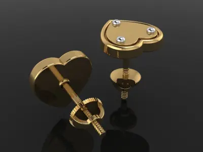 Dainty Heart ID Stud Earring 3D print model