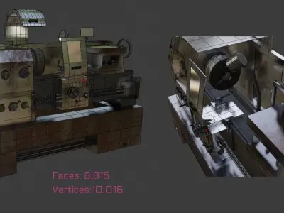 Screw-cutting lathe  Low-poly 3D model