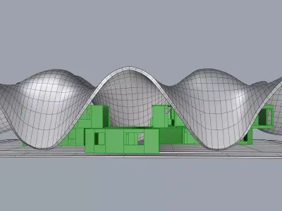 Modern Wave Roof Pavilion  Organic Architectural Structure  Free 3D model
