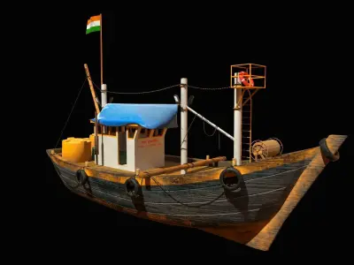 Indian Fishing Boat Low-poly 3D model
