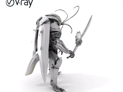 Armored Insect Warrior Model Pack with Sword and Shield Low-poly 3D model