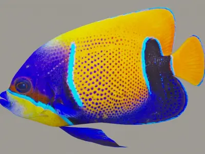 bluegirdled angel fish Low-poly 3D model