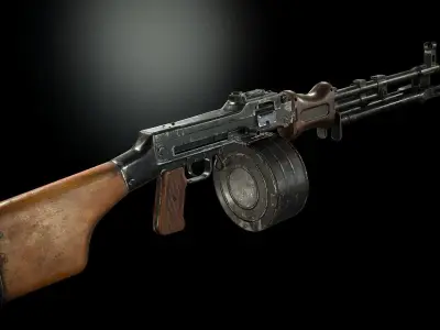 RPD machinegun Low-poly 3D model
