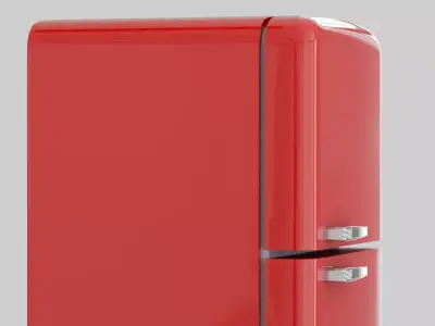 Retro fridge red Low-poly 3D model