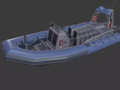 RHIB Patrol Boat Low-poly PBR Low-poly 3D model