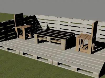 Terrace table and chairs 3D model