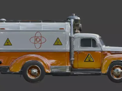 Vintage Atompunk Nuclear Logistics Truck 3D Model Low-poly 3D model