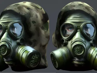 Gas mask helmet 3d model military combat Low-poly  Low-poly 3D model 10