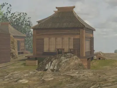 Mountain Village In Rain 3D model