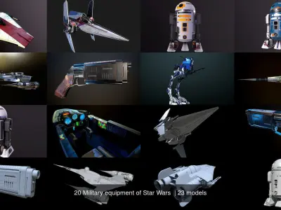 20 Military equipment of Star Wars  3D Model Pack