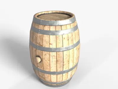 Wooden barrel 3D model 6