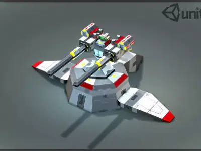 Lowpoly Sci-Fi - Modular Turrets Low-poly 3D model