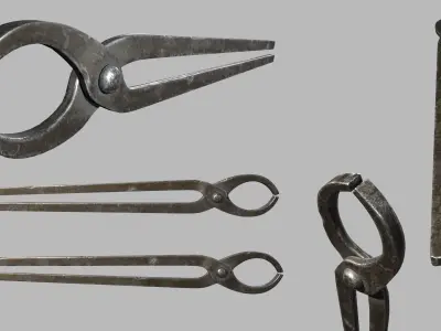 blacksmith tongs Low-poly 3D model
