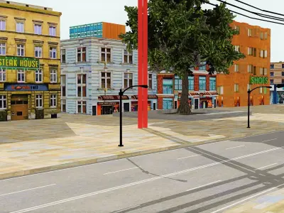Low Poly Street  Low-poly 3D model
