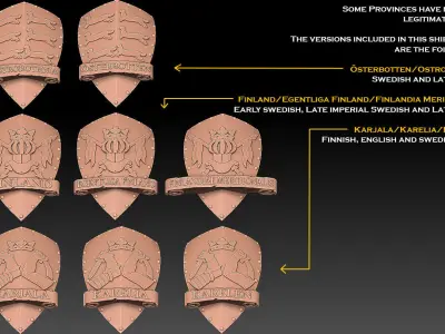 Historic Provinces of Finland Coat of Arms 3D print model