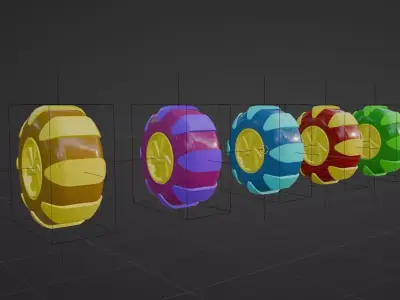 Cartoon Tyre for Animal Crossing Style Animated Wheels Low-poly 3D model