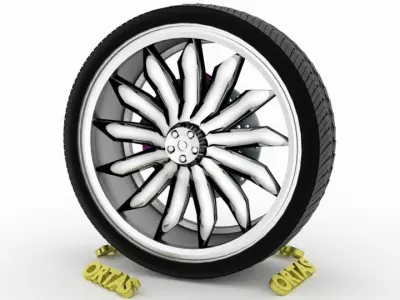 ORTAS CAR WHEEL RIM 111 GAME READY WHEEL RIM TIRE 3D model