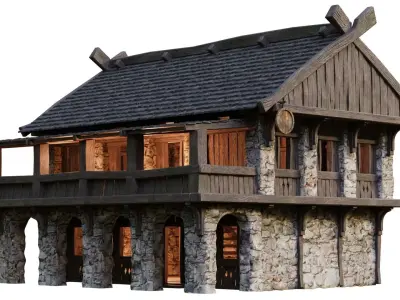 Old Medieval Building House 4K Textures GameReady 41 Low-poly 3D model