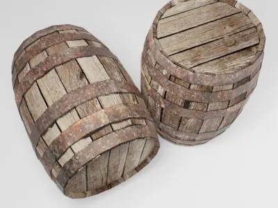 Old Barrel low-poly Low-poly 3D model