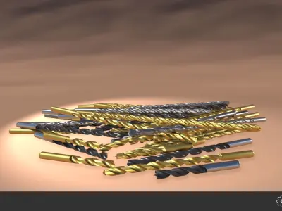 Drill Bit Set Low-poly 3D model