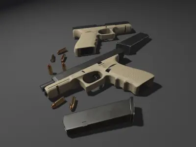 Glock 17 Gen 4 Pistol  Low-poly 3D model