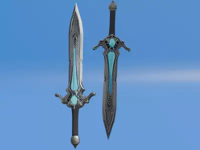 Fantasy Warrior Sword 3D Model  Game Ready PBR Textures 3D model