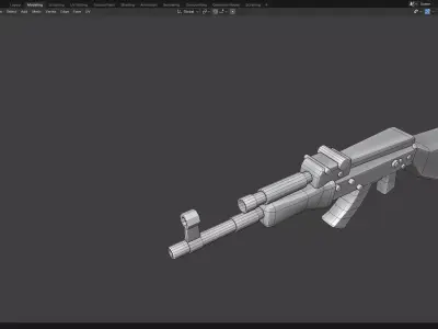 Low poly AK47 Gun Free low-poly 3D model