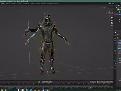 Fully rigged low poly cyborg Low-poly 3D model